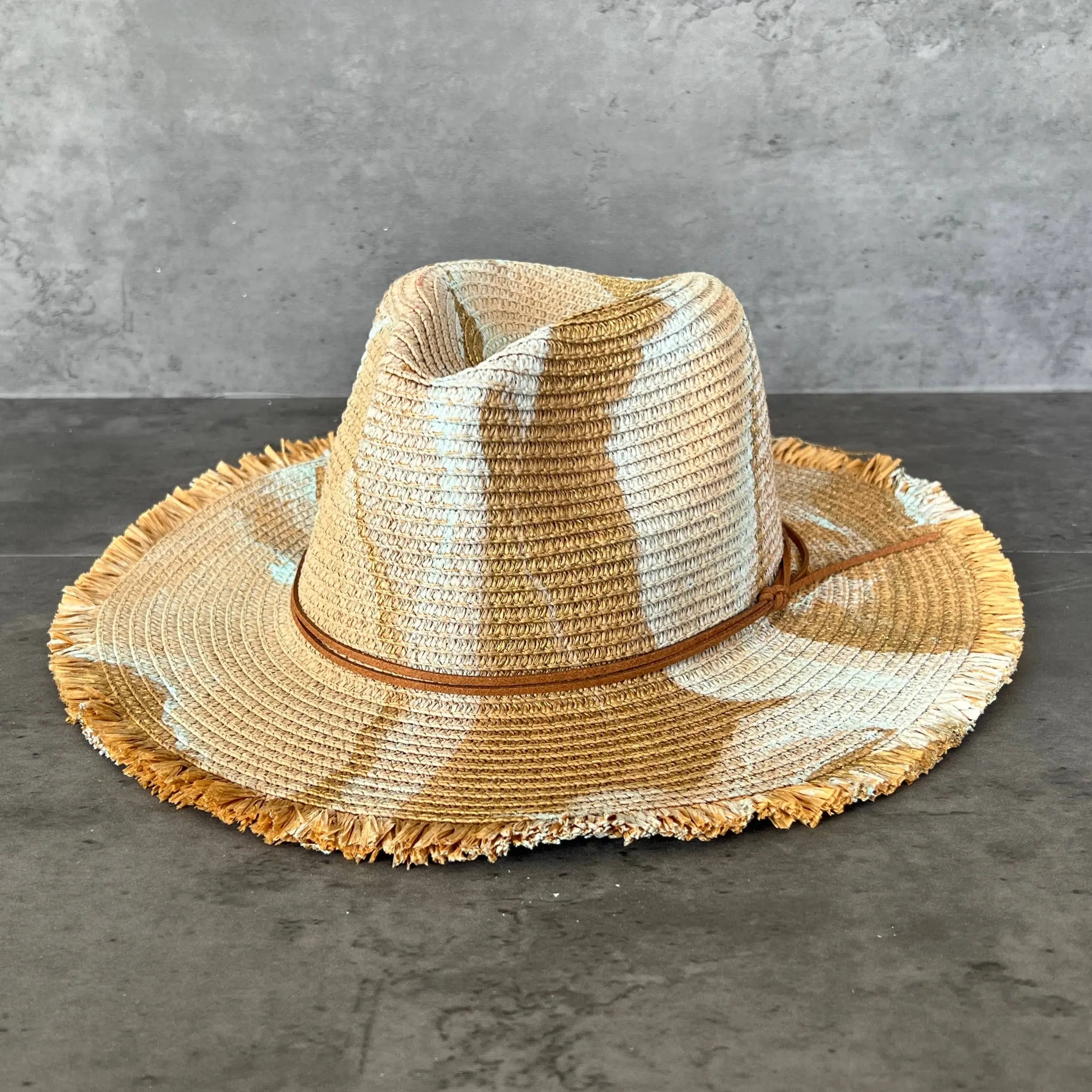 Marbled Straw Fringe Rancher Hat N.Y.M.F. by Co