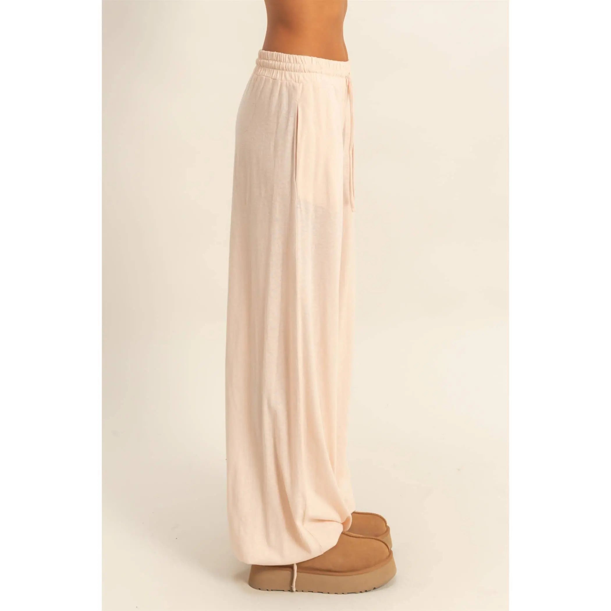 High Waist Drawstring Wide Leg Pants HYFVE