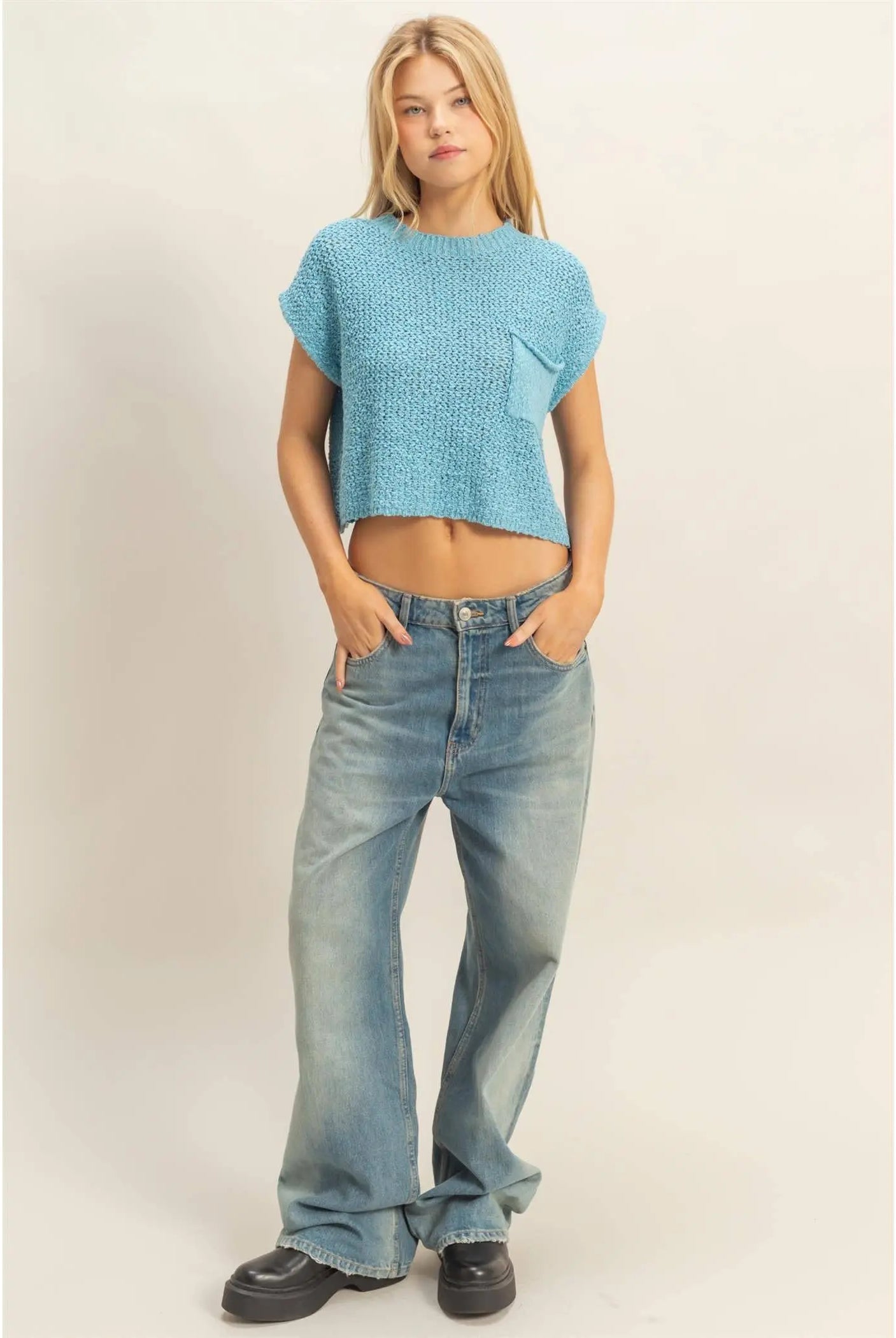 Pocket Detail Sweater Top HYFVE