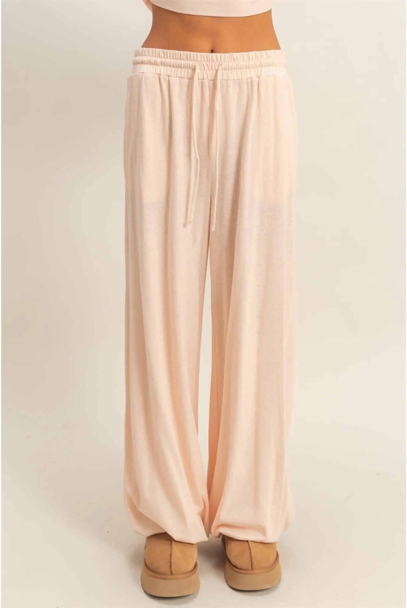 High Waist Drawstring Wide Leg Pants HYFVE