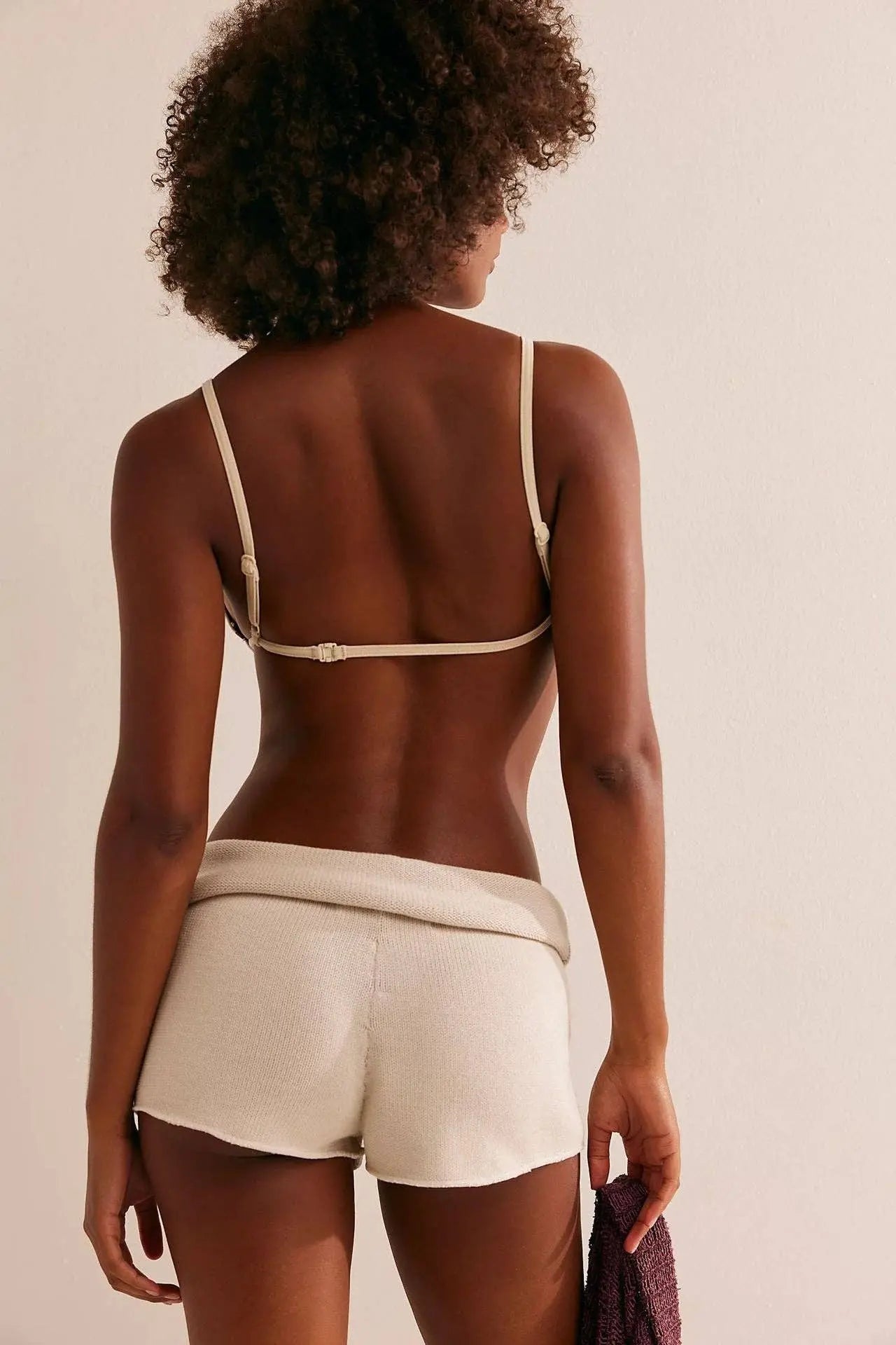 Casual Solid Color Knit High Waisted Shorts DP25B633 Dipped Shop