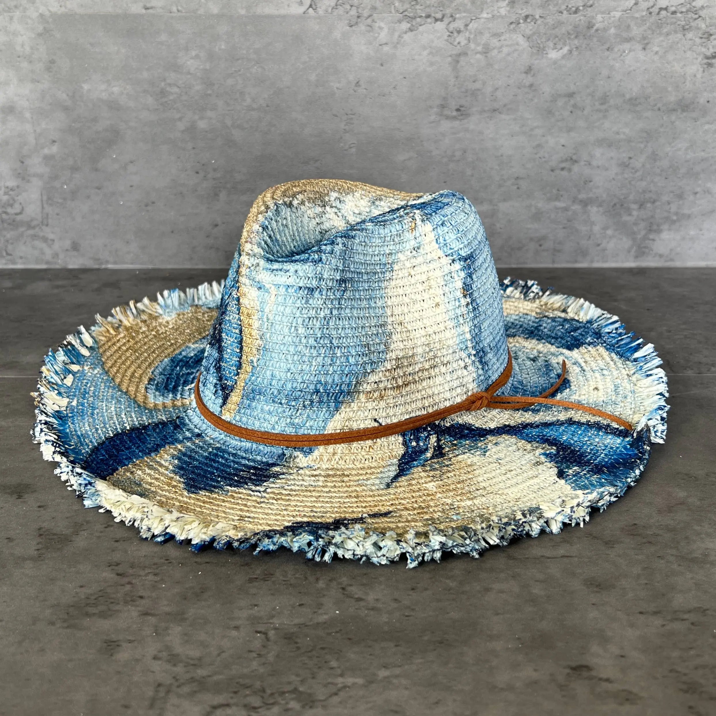 Marbled Straw Fringe Rancher Hat N.Y.M.F. by Co