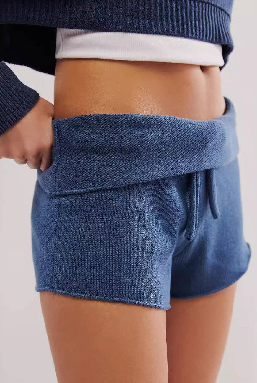 Casual Solid Color Knit High Waisted Shorts DP25B633 Dipped Shop