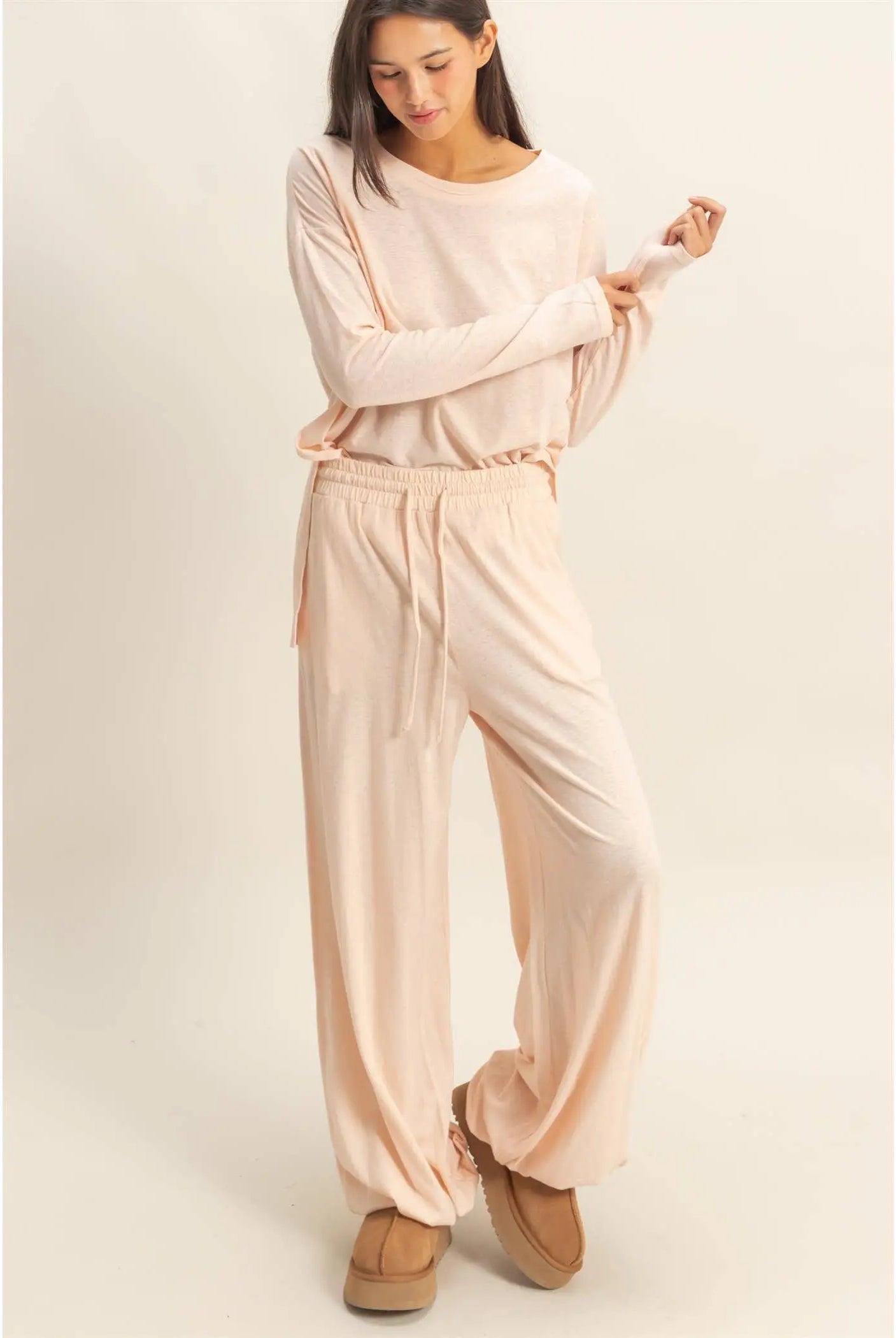 High Waist Drawstring Wide Leg Pants HYFVE