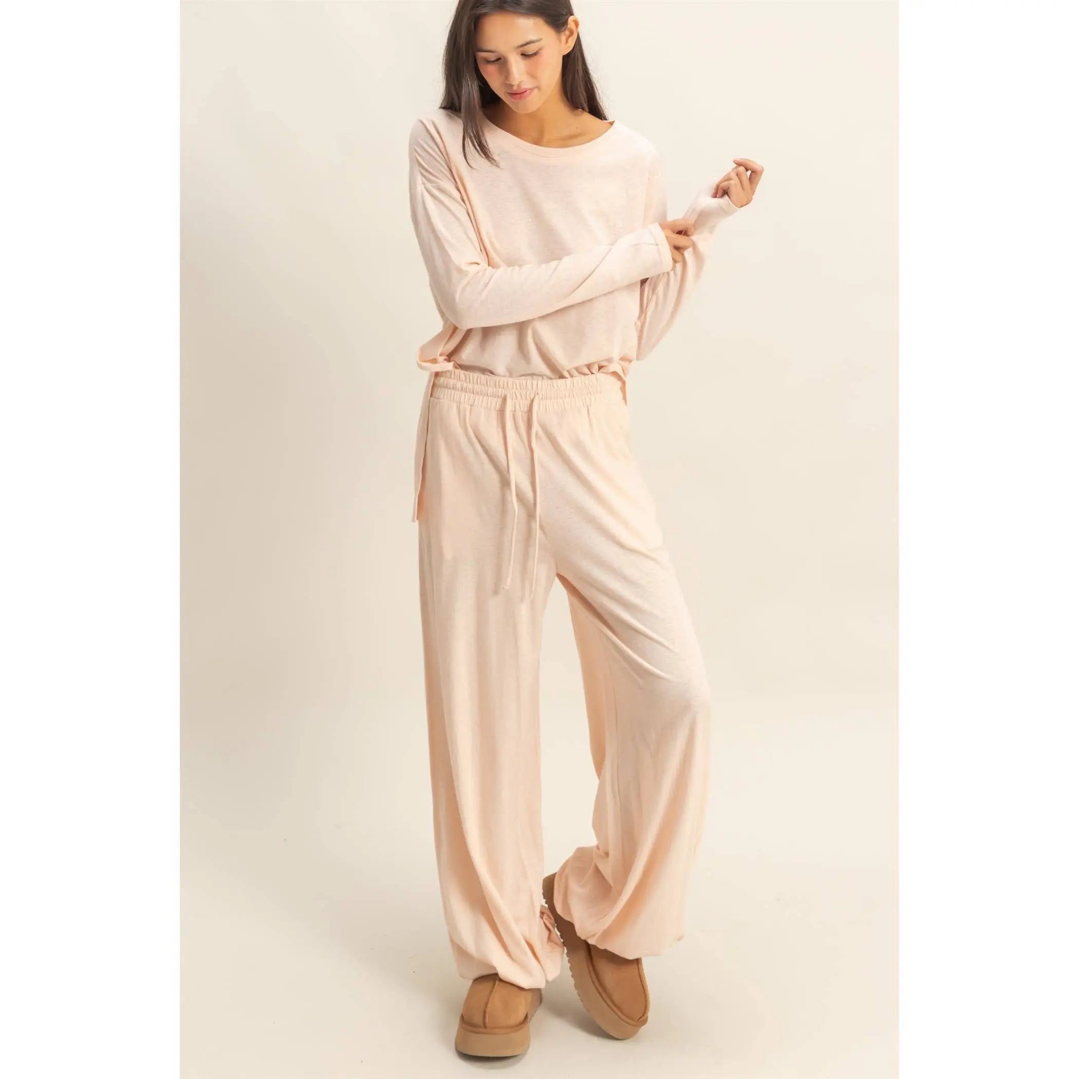 High Waist Drawstring Wide Leg Pants HYFVE