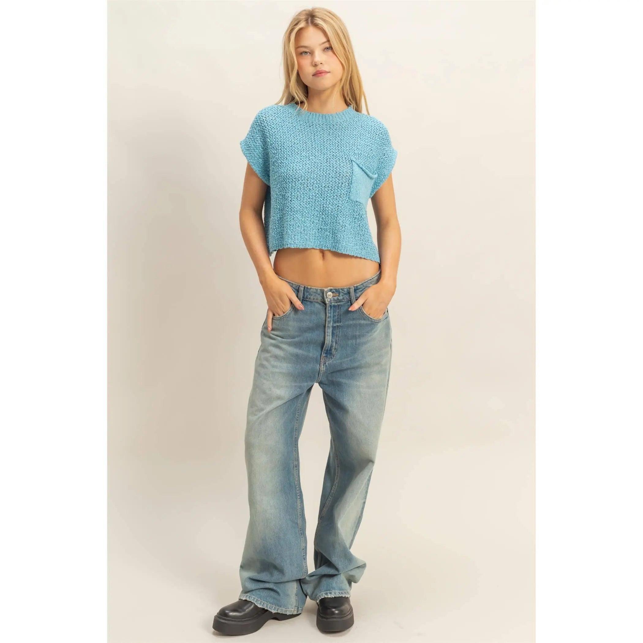 Pocket Detail Sweater Top HYFVE