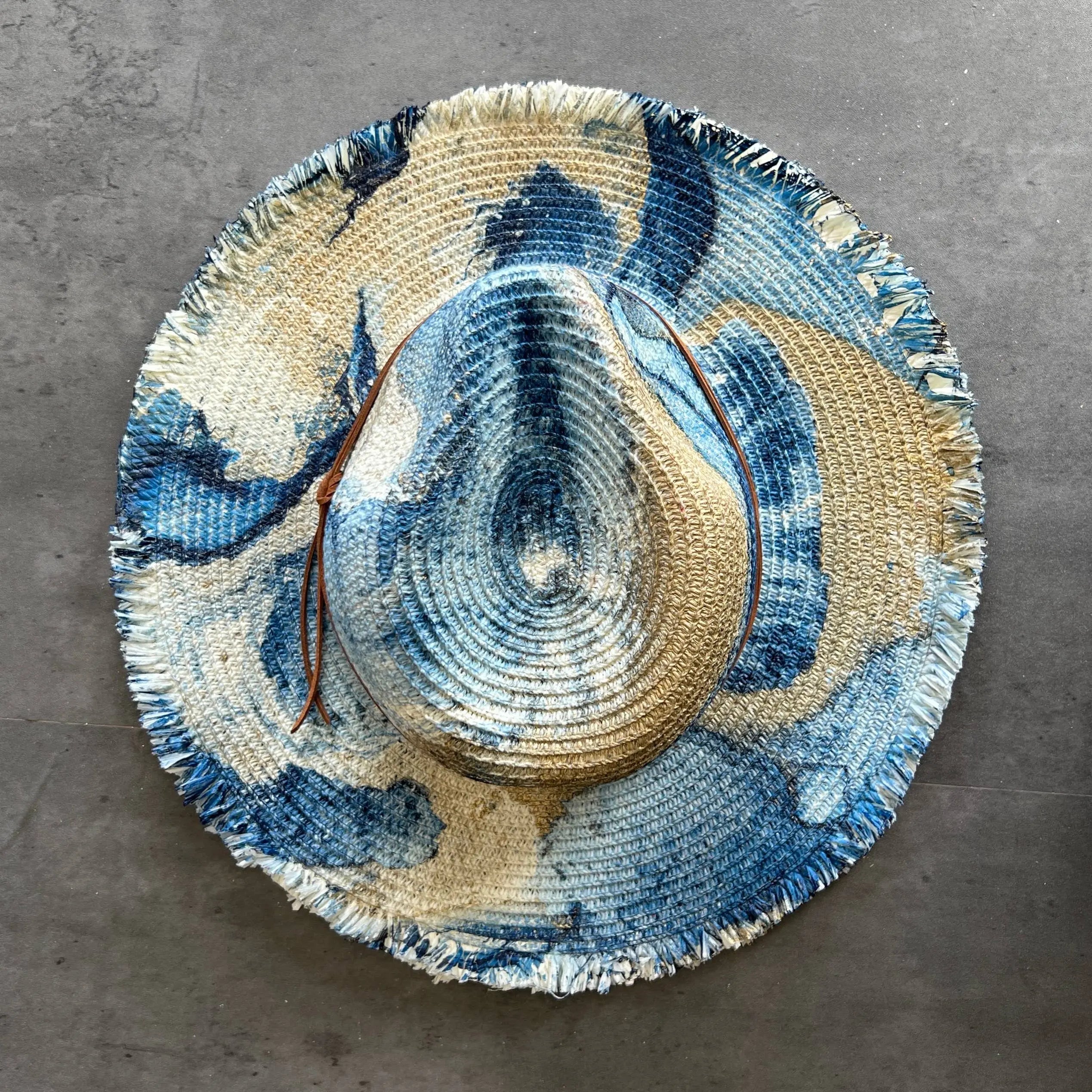 Marbled Straw Fringe Rancher Hat N.Y.M.F. by Co