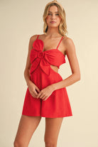 IR2229  LINEN FLOWER TOP CUTOUT SMOCKED BACK ROMPER Klesis