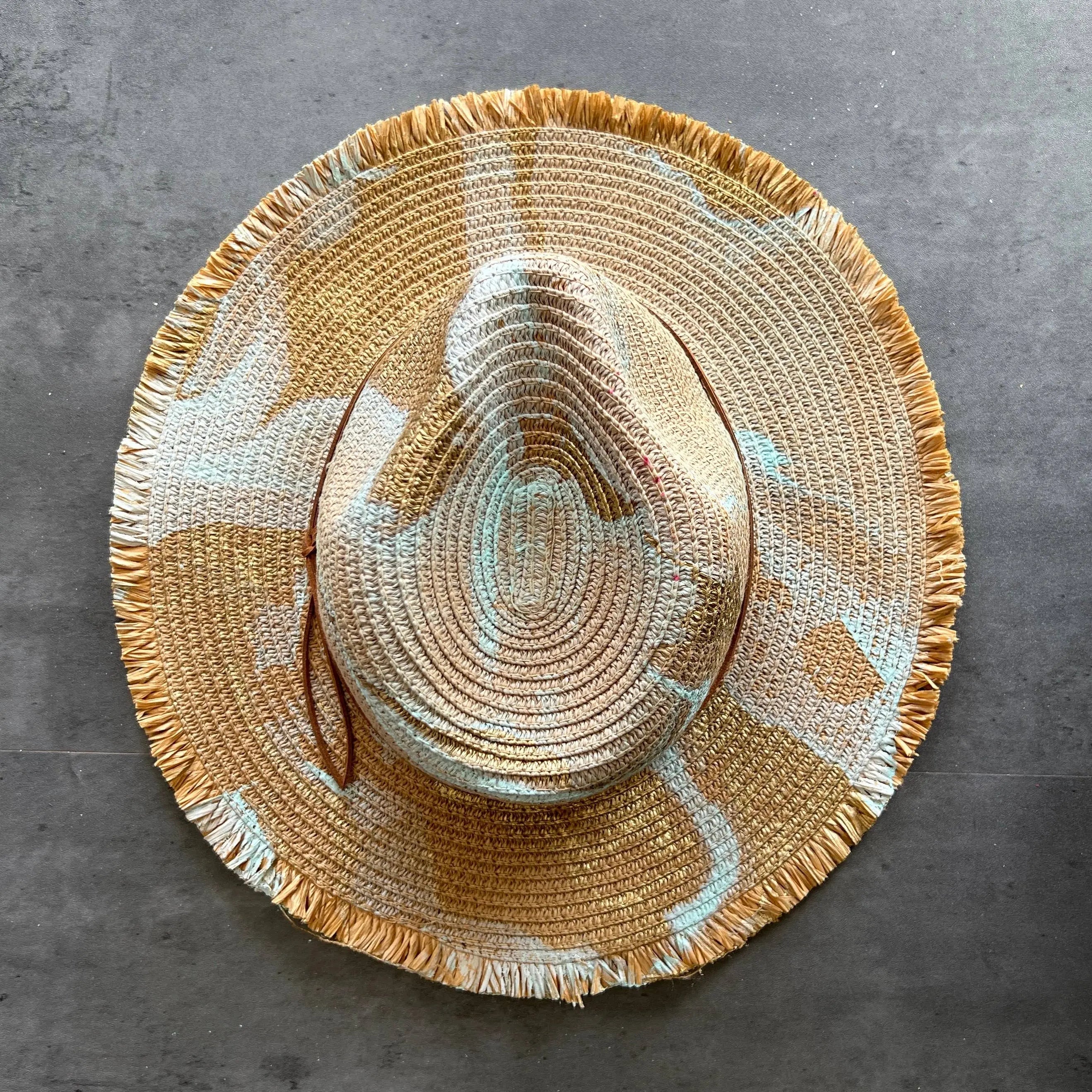 Marbled Straw Fringe Rancher Hat N.Y.M.F. by Co