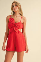 IR2229  LINEN FLOWER TOP CUTOUT SMOCKED BACK ROMPER Klesis